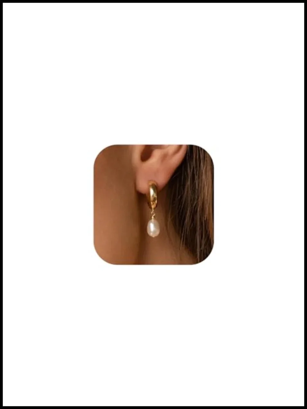 14K Gold Plated Freshwater Pearl Hoop Dangle Earrings for Women